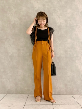 「袖ボリューム」｜「アイテム（スラックス）」を使った、MAYUさん（レディース・153cm）の夏コーディネート