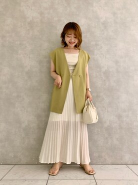 「クリアサンダル」｜「アイテム（ノーカラージャケット）」を使った、MAYUさん（レディース・153cm）の夏コーディネート