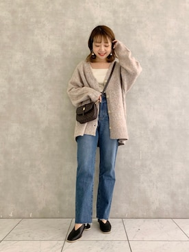 「ハイウエストパンツ」｜「アイテム（その他）」を使った、MAYUさん（レディース・153cm）の秋コーディネート
