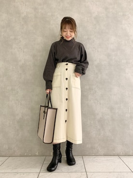 「トートバック」｜「アイテム（その他）」を使った、MAYUさん（レディース・153cm）の冬コーディネート