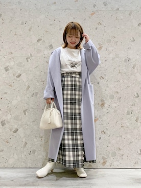 「秋先取りコーデ」｜「アイテム（チェスターコート）」を使った、MAYUさん（レディース・153cm）の夏コーディネート