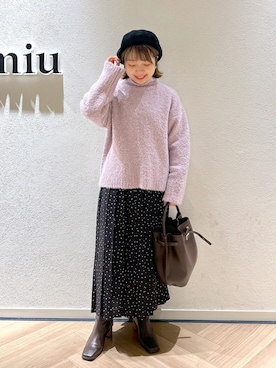 「andemiu」｜「アイテム（ハンチング/ベレー帽）」を使った、MAYUさん（レディース・153cm）の冬コーディネート