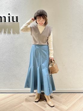 「韓国コーデ」｜「アイテム（ハンチング/ベレー帽）」を使った、MAYUさん（レディース・153cm）の秋コーディネート