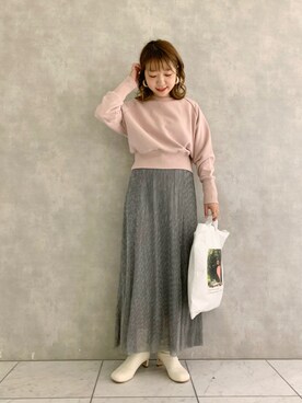 「ラメスカート」｜「アイテム（その他）」を使った、MAYUさん（レディース・153cm）の秋コーディネート