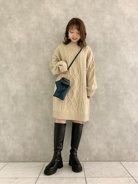 「へザー」｜「アイテム（ワンピース）」を使った、MAYUさん（レディース・153cm）の秋コーディネート