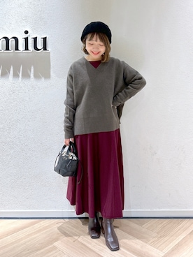 「andemiu」｜「アイテム（ハンチング/ベレー帽）」を使った、MAYUさん（レディース・153cm）の冬コーディネート