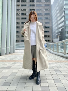 「白ニット」｜「アイテム（トレンチコート）」を使った、shokoさん（レディース・157cm）の秋コーディネート