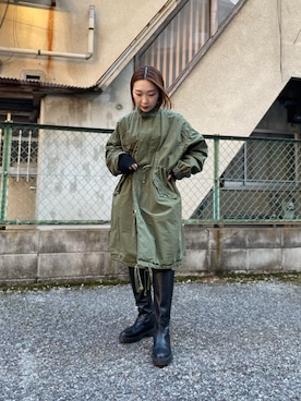 「ミニタリー」｜「アイテム（ジャケット/アウター）」を使った、shokoさん（レディース・157cm）の春コーディネート