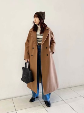 「アイテム（チェスターコート）」を使った、shokoさん（レディース・157cm）の冬コーディネート
