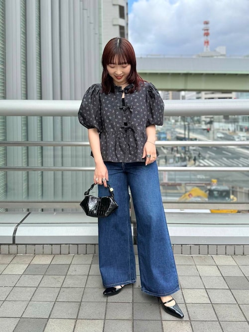 セール】GANNI Printed Cotton Peplum Blouse（シャツ/ブラウス