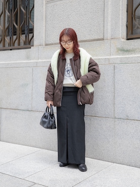 「アーバンリサーチ」｜「アイテム（その他アウター）」を使った、shokoさん（レディース・157cm）の冬コーディネート