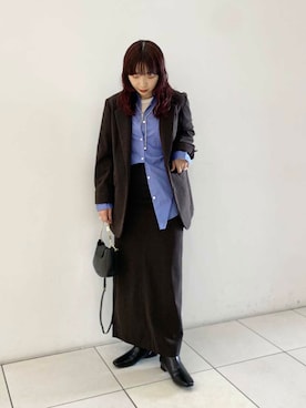 「アイテム（その他アウター、ブラウン系）」を使った、shokoさん（レディース・157cm）の秋コーディネート