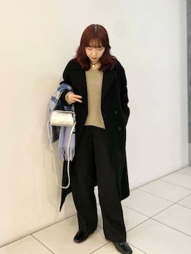 「アイテム（チェスターコート）」を使った、shokoさん（レディース・157cm）の冬コーディネート