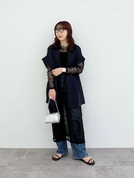 「アイテム（その他アウター、ブルー系）」を使った、shokoさん（レディース・157cm）の夏コーディネート