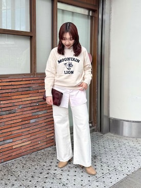 「アーバンリサーチ」｜「アイテム（スウェット）」を使った、shokoさん（レディース・157cm）の冬コーディネート