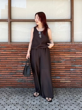 「URBAN RESEARCH（アーバンリサーチ）のシアーノースリーブバルーントップス（その他トップス、グレー系）」を使った、shokoさん（レディース・157cm）の夏コーディネート