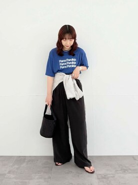 「URBAN RESEARCH（アーバンリサーチ）のアイテム（かごバッグ）」を使った、shokoさん（レディース・157cm）の夏コーディネート