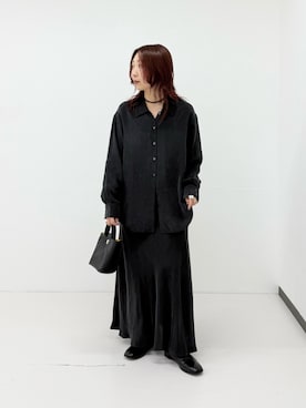 「URBAN RESEARCH（アーバンリサーチ）のキュプラ2wayシャツ（シャツ/ブラウス、グレー系）」を使った、shokoさん（レディース・157cm）の秋コーディネート