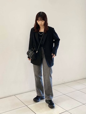 「ブラックデニム」｜「アイテム（その他アウター）」を使った、shokoさん（レディース・157cm）の夏コーディネート