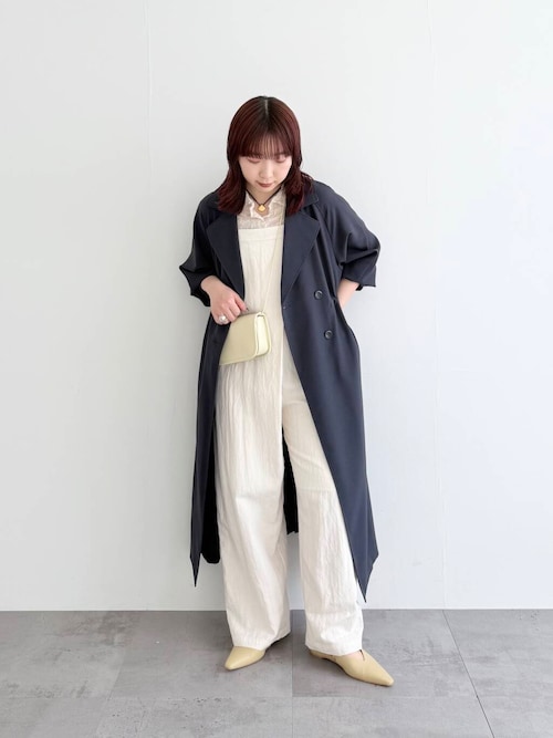 new basic　リネン混ワッシャーシャツカラーニット