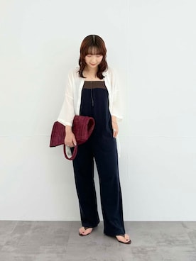 「オーバーシャツ」｜「アイテム（サロペット/オーバーオール）」を使った、shokoさん（レディース・157cm）の夏コーディネート