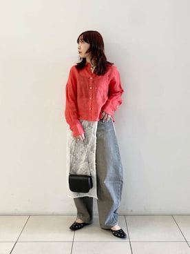 「カーブデニム」｜shokoさん（レディース・157cm）の冬コーディネート