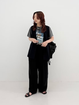 「URBAN RESEARCH（アーバンリサーチ）のシアーメッシュノーカラージレ（ベスト、ブルー系）」を使った、shokoさん（レディース・157cm）の夏コーディネート