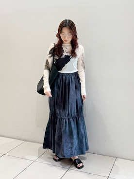 「アイテム（メガネ、ゴールド系）」を使った、shokoさん（レディース・157cm）の夏コーディネート