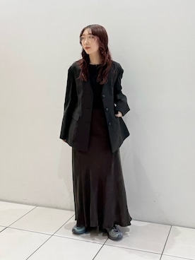 「URBAN RESEARCH（アーバンリサーチ）のTHYARD ハイゲージカットソー（Tシャツ/カットソー、ブラック系）」を使った、shokoさん（レディース・157cm）の秋コーディネート