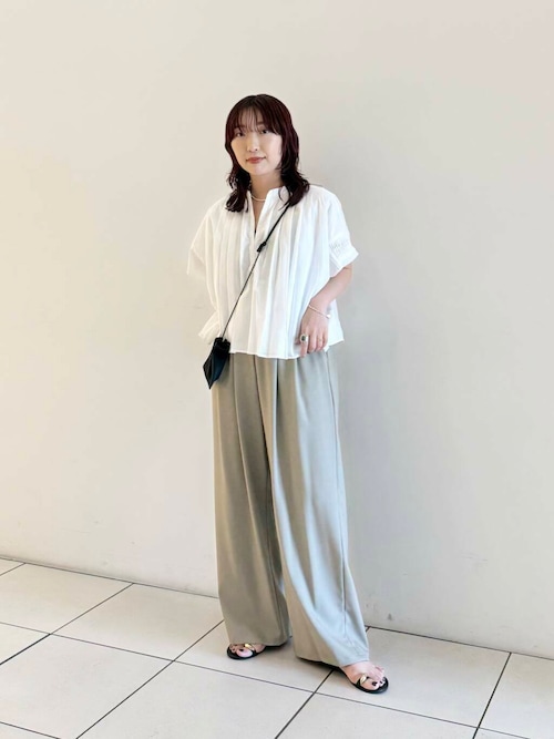 『2サイズ展開』『イージーケア』タックギャザーストレートパンツ