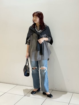 「アイテム（ストール/ショール）」を使った、shokoさん（レディース・157cm）の秋コーディネート