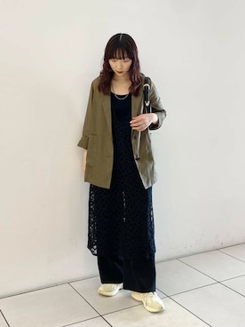 「ロングワンピース」｜「アイテム（テーラードジャケット）」を使った、shokoさん（レディース・157cm）の秋コーディネート
