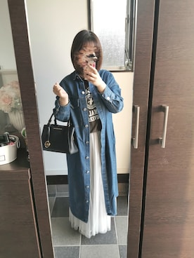 「春服デビュー宣言」｜「アイテム（シャツワンピース）」を使った、moyuさん（レディース・158cm）の春コーディネート
