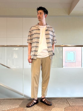 「JUNRED（ジュンレッド）のアイテム（サンダル）」を使った、SiNさん（メンズ・177cm）の夏コーディネート