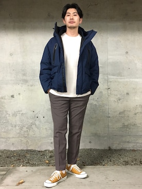 「JUNRED（ジュンレッド）のアイテム（ダウンジャケット/コート）」を使った、SiNさん（メンズ・178cm）の秋コーディネート