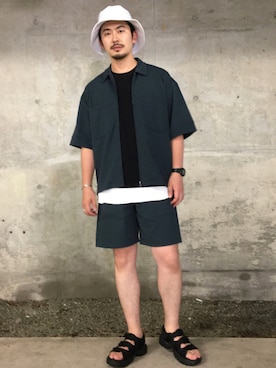 「JUNRED（ジュンレッド）のアイテム（帽子）」を使った、SiNさん（メンズ・178cm）の夏コーディネート