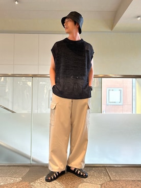 「JUNRED（ジュンレッド）のアイテム（サンダル）」を使った、SiNさん（メンズ・177cm）の春コーディネート