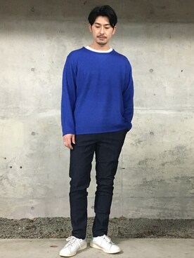 「JUNRED（ジュンレッド）のアイテム（ニット/セーター）」を使った、SiNさん（メンズ・178cm）の冬コーディネート