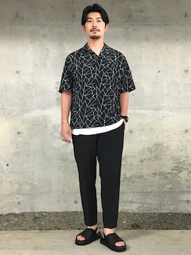 「JUNRED（ジュンレッド）のアイテム（サンダル）」を使った、SiNさん（メンズ・178cm）の夏コーディネート