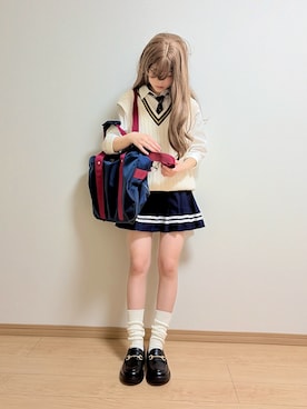 「アイテム（レッグウェア）」を使った、kanon31vさん（キッズ・148cm）の秋コーディネート