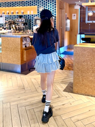 「pairmanon（ペアマノン）の裏毛 ティアード フリル スカッツ（その他パンツ）」を使った、kanon31vさん（キッズ・150cm）の冬コーディネート