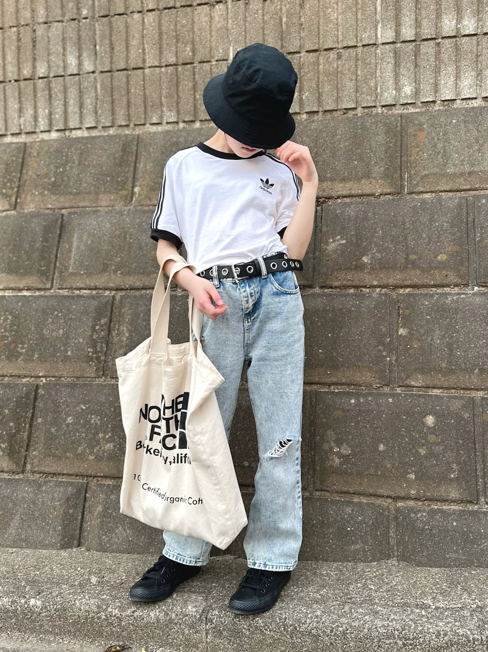 adidas ストライプ Tシャツ ホワイト/ネイビー adidas ストライプ Tシャツ ホワイト/ネイビー アディカラー