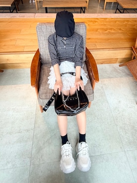 「repipi armario（レピピ アルマリオ）のナポレオンシャツ（シャツ/ブラウス、ブラック系）」を使った、kanon31vさん（キッズ・153cm）の秋コーディネート
