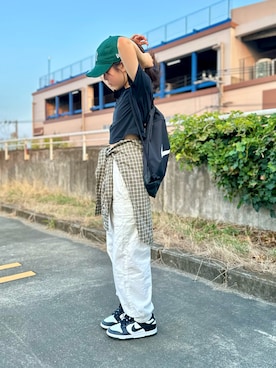 「NIKE（ナイキ）の《NIKEアパレル》YTHｶﾞｰﾙｽﾞDFﾜﾝﾙｰｽﾞLBRS/Sﾄｯﾌ（Tシャツ/カットソー）」を使った、kanon31vさん（キッズ・145cm・10代）の夏コーディネート