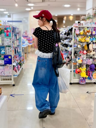 「classicalelf(クラシカルエルフ)の【キッズ】親子お揃い リンクコーデできちゃう!カーブイージーデニムパンツ(ワイド)(デニムパンツ)」を使った、kanon31vさん(キッズ・153cm)の夏コーディネート