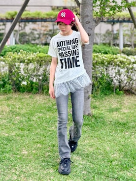 「アイテム（キャップ）」を使った、kanon31vさん（キッズ・150cm）の春コーディネート