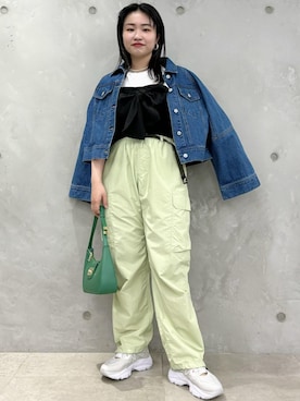 「グラミチ」｜「アイテム（デニムジャケット）」を使った、MAIさん（レディース・154cm）の春コーディネート