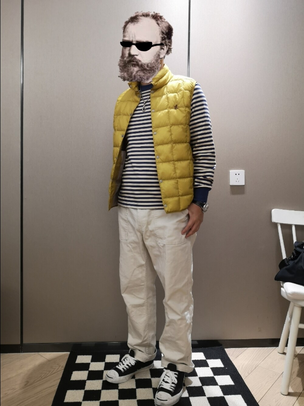 「Gramicciのsize: M (Asia)（ダウンベスト、イエロー系）」を使った、octopusmanさん（メンズ・170cm）の秋コーディネートの1枚目の写真