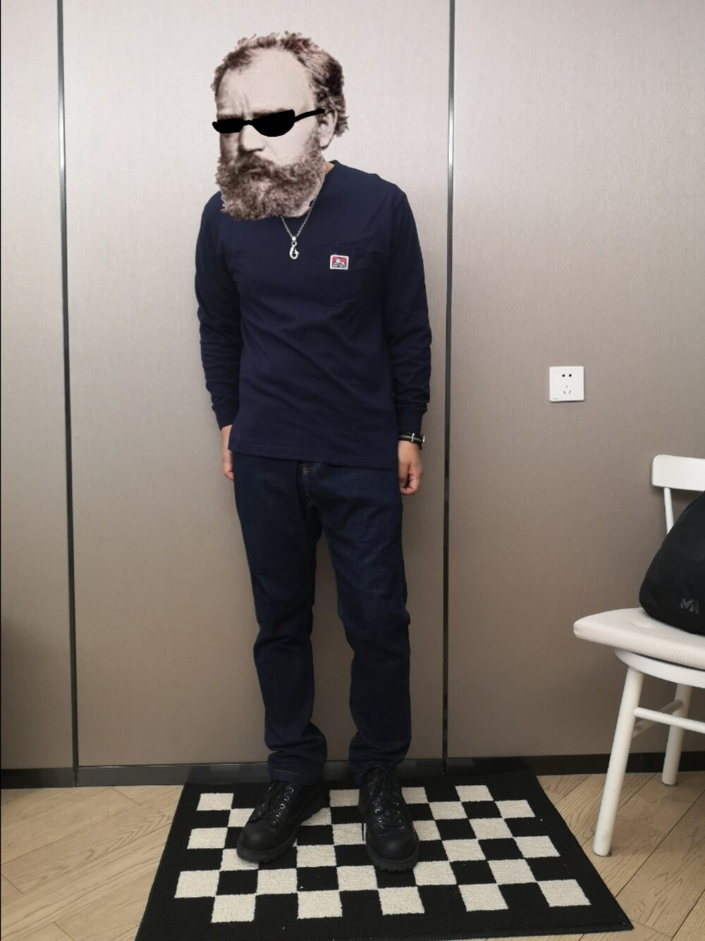 「BEN DAVISのsize: M（Tシャツ/カットソー、ブルー系）」を使った、octopusmanさん（メンズ・170cm）の秋コーディネートの1枚目の写真