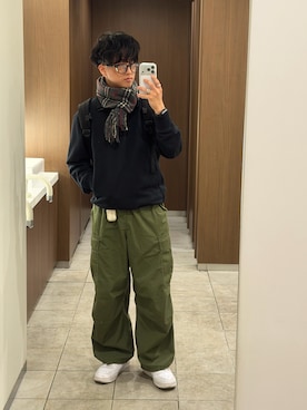「アイテム（マフラー）」を使った、yuuwearsさん（メンズ・171cm・20代）の冬コーディネート